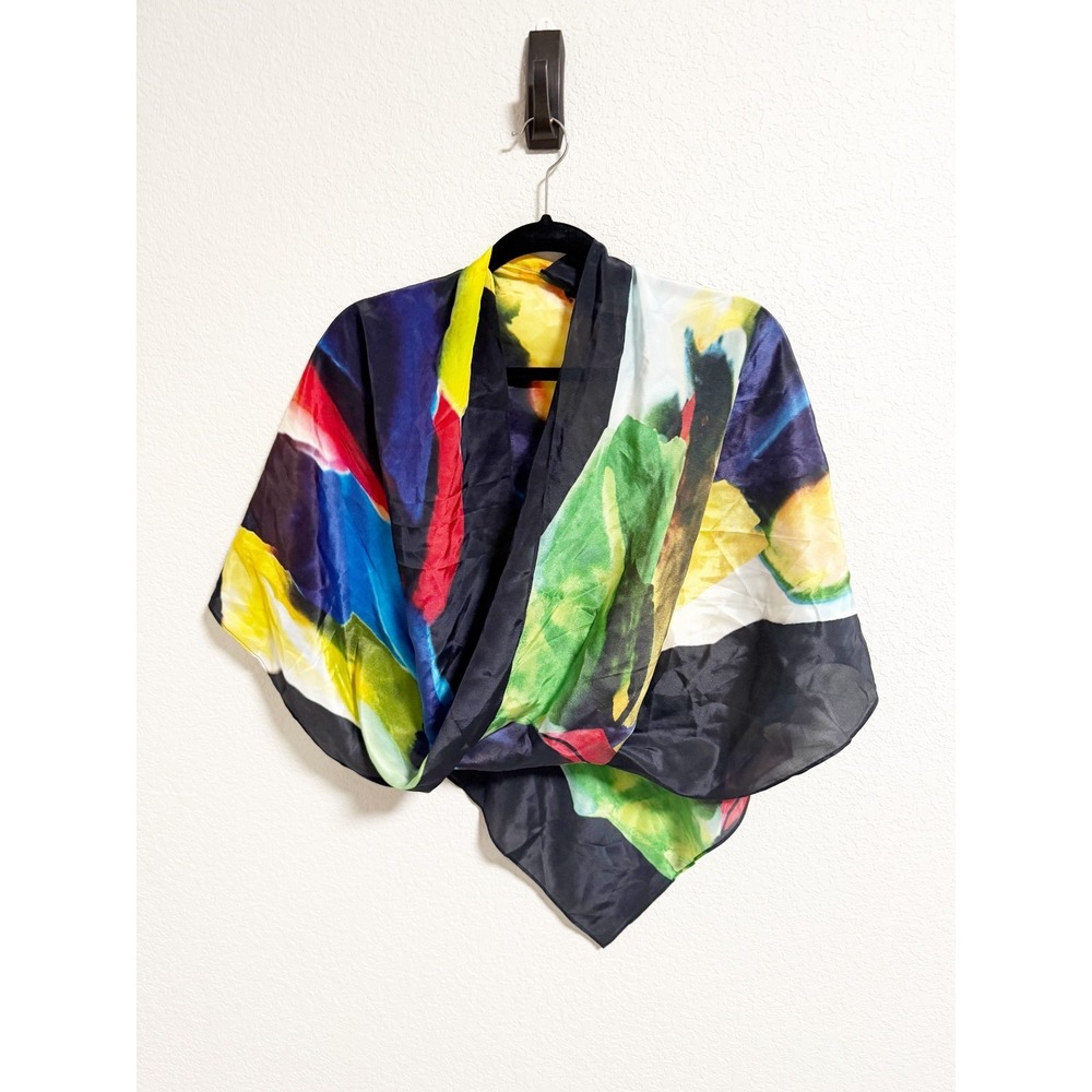 Cocoon House Frida Silk Poncho Jubilee Handmade Abstract Art Print One Size - Picture 2 of 4